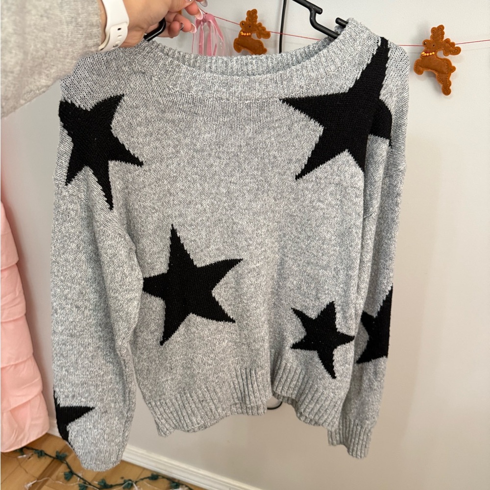 Gray Star Pattern Boutique Sweater